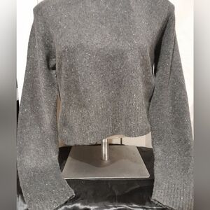 Universal Thread - Green Speckled Long Sleeved Crew Neck Cropped Sweater, Sz Sm